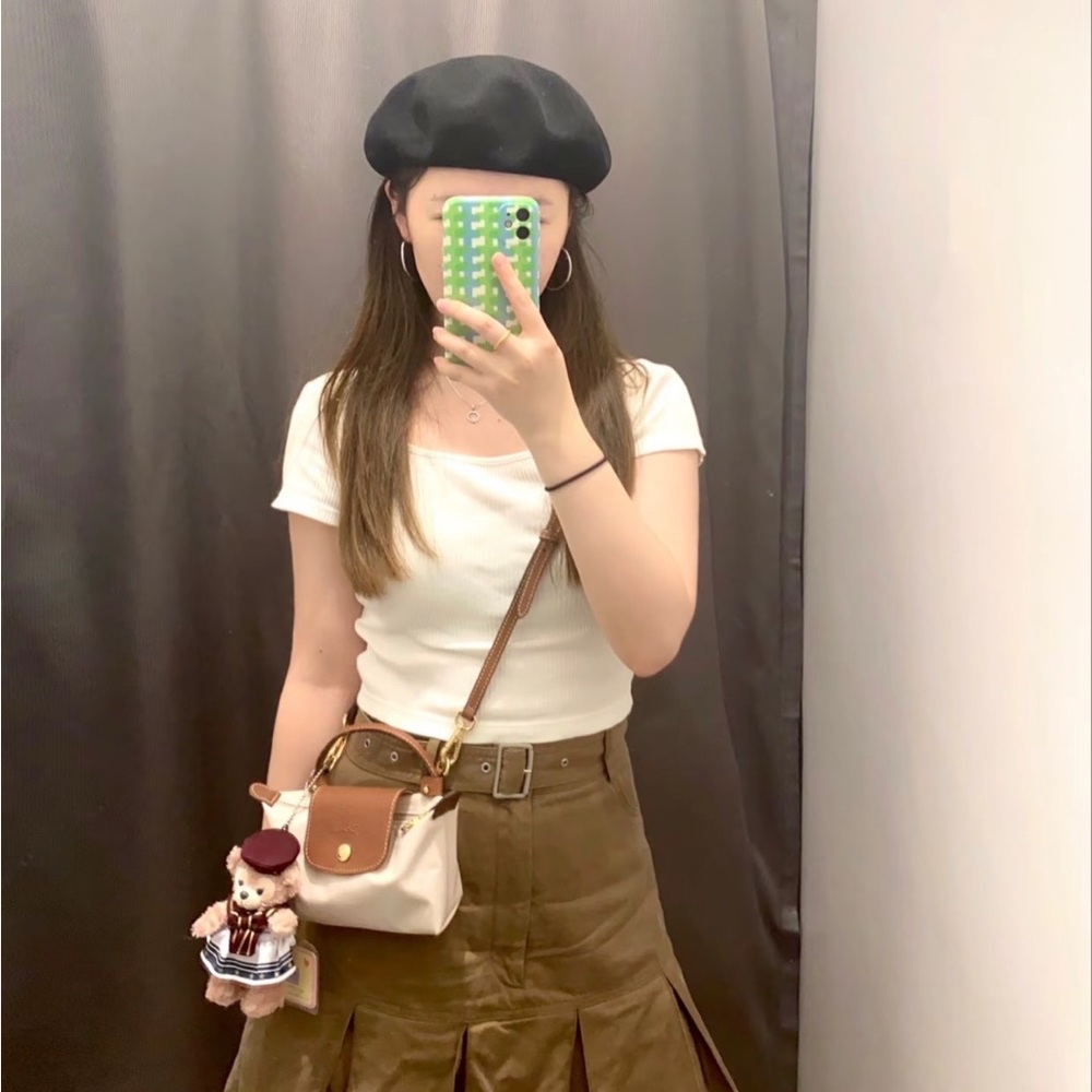 Longchamp Beige Nylon Mini Bag with Brown Trim - Picture 4 of 4